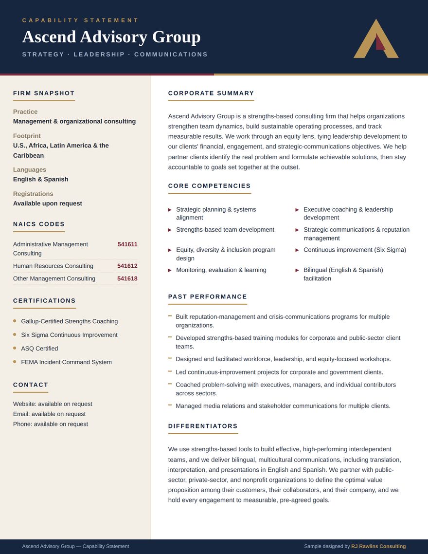 Executive Advisory capability statement