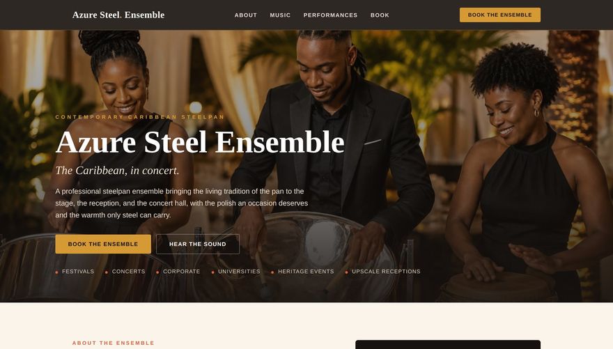 Caribbean steelpan ensemble brand concept